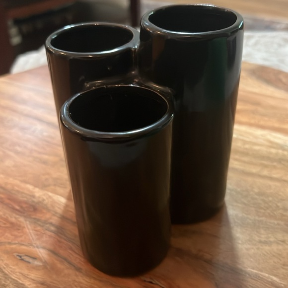 ⚠️ Black ceramic vase (smokestack style) waterlily bamboo vase - Picture 2 of 4